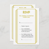 Art-Deco-Reaktion auf gestapelte Rahmen-Gold-UAWG RSVP Karte (Vorne/Hinten)