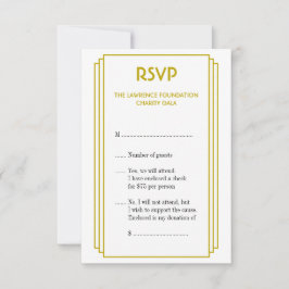 Art-Deco-Reaktion auf gestapelte Rahmen-Gold-UAWG RSVP Karte