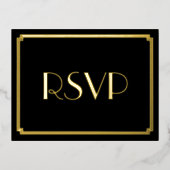 Art Deco Real Gold Foil Wedding RSVP Postkarten (Vorderseite)
