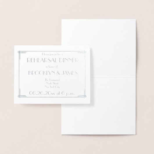 Art Deco Real Silver Wedding Probe lädt ein Folienkarte (Anzeige)