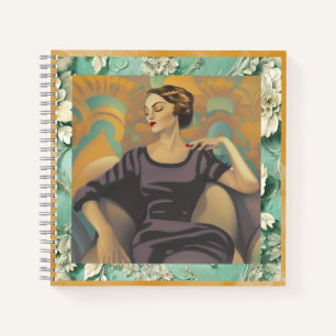 Art Deco Reclining Woman Artwork Notizblock