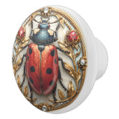 Art Deco Red Enamel Ladybug Rubies Gold Diamonds Keramikknauf (Rechts)