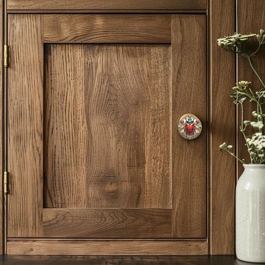 Art Deco Red Enamel Ladybug Rubies Gold Diamonds Keramikknauf