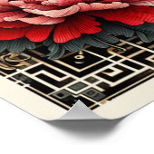 Art Deco Red Peonies Poster (Ecke)
