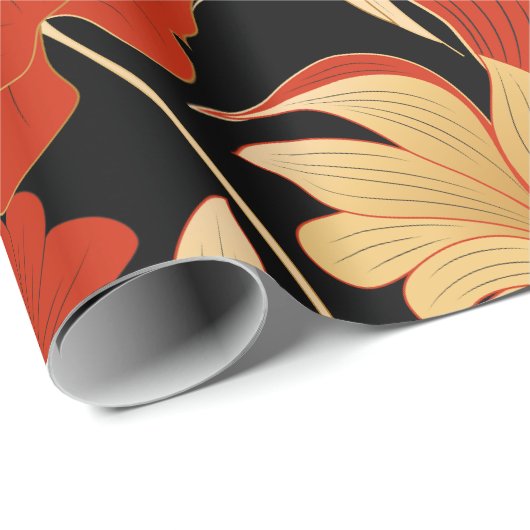 Art Deco Red Poppies Geschenkpapier (Rolleneckpunkt)