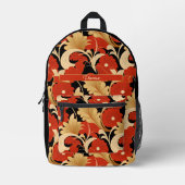 Art Deco Red Poppies Personalized Bedruckter Rucksack (Vorderseite)