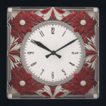Art Deco red Quadratische Wanduhr<br><div class="desc">Großartiges Uhrendesign. Du wirst es wie andere Liebe bekommen. Sie können dieses Design auch für andere Produkte verwenden,  die Sie mögen,  oder Ihren Text anpassen und hinzufügen. Folgen Sie mir für mehr. Vielen Dank. Ich wünsche Ihnen einen schönen Tag.</div>