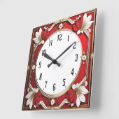 Art Deco Red Quadratische Wanduhr (Winkel)