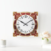 Art Deco Red Quadratische Wanduhr (Zuhause)