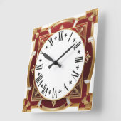Art Deco Red Quadratische Wanduhr (Winkel)