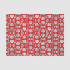 Art Deco Red Silver Fan Seidenpapier