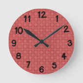 Art Deco Red Squares Runde Wanduhr (Vorderseite)