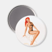 Art Deco Redhead Button Up Magnet (Vorderseite/Rückseite)