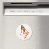 Art Deco Redhead Button Up Magnet (In Situ (Geschirrspüler))