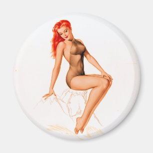 Art Deco Redhead Button Up Magnet