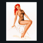 Art Deco Redhead Button Up Poster<br><div class="desc">Deko Vintager Kunst pinup.</div>