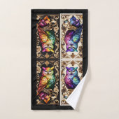 Art Deco Regenbogen-Eule Badhandtuch Set (Handtuch)
