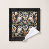Art Deco Regenbogen-Eule Badhandtuch Set (Waschlappen)