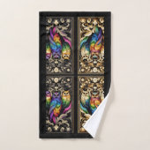 Art Deco Regenbogen-Eule Badhandtuch Set (Handtuch)