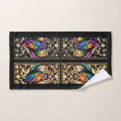 Art Deco Regenbogen-Eule Badhandtuch Set (Handtuch)