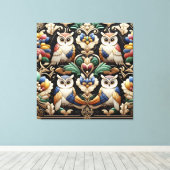 Art Deco Regenbogen-Eulen Leinwanddruck (Insitu (Holzboden))