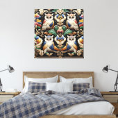 Art Deco Regenbogen-Eulen Leinwanddruck (Insitu (Schlafzimmer))