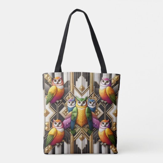 Art Deco Regenbogen-Eulen-Tasche Tasche (Rückseite)