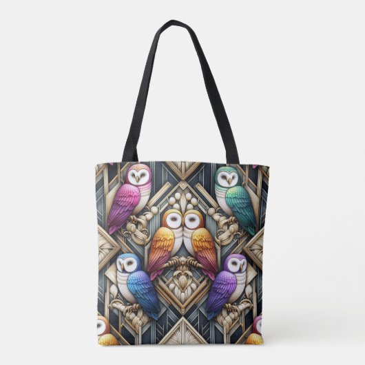 Art Deco Regenbogen-Eulen-Tasche Tasche (Rückseite)