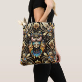Art Deco Regenbogen-Eulen-Tragetasche Tasche (Von Nahem)
