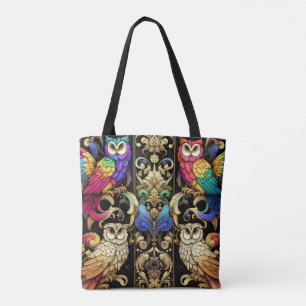 Art Deco Regenbogen-Eulen-Tragetasche Tasche