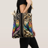 Art Deco Regenbogen-Eulen-Tragetasche Tasche (Von Nahem)
