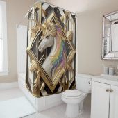 Art Deco Regenbogen-Faux-Glitter-Einhorn Duschvorhang (Beispiel)