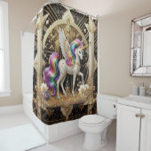 Art Deco Regenbogen-Faux-Glitter-Einhorn Duschvorhang (Beispiel)