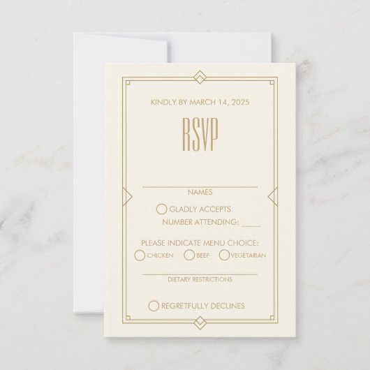 Art Deco Response Card RSVP Karte (Vorderseite)
