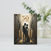 Art Deco Retro Black & Gold Hochzeit Jahrestag Postkarte (Stehend Vorderseite)