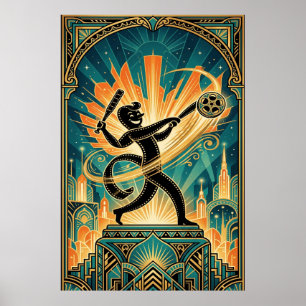 Art Deco Retro Filmstreifen Cartoon Charakter Poster