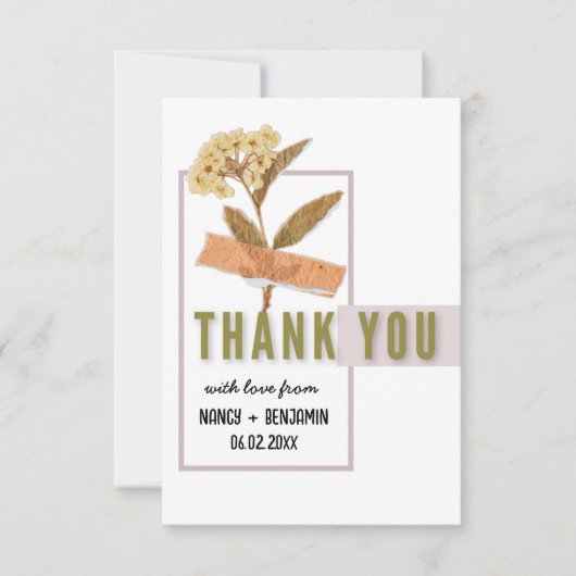 Art Deco Retro Flora Dankeskarte (Vorderseite)