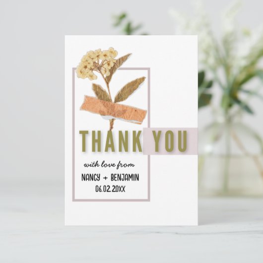 Art Deco Retro Flora Dankeskarte (Stehend Vorderseite)