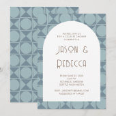 Art Deco Retro Geometric Blue Couples Dusche Einladung (Vorne/Hinten)