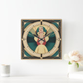 Art Deco Retro Giro Quadratische Wanduhr (Zuhause)