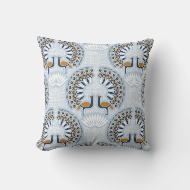 Art Deco Retro Peacock Kissen (Vorderseite)