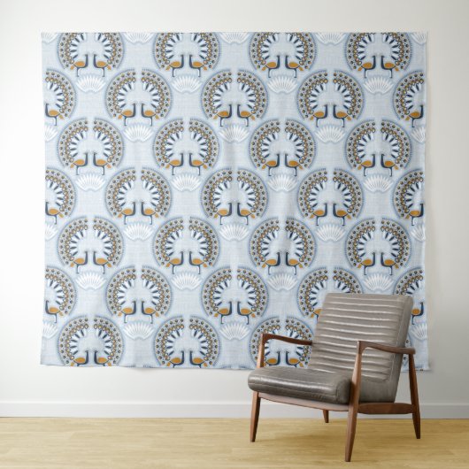 Art Deco Retro Peacock Wandteppich (Beispiel (Horizontal))