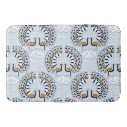 Art Deco Retro Pfau Badematte (Vorderseite)