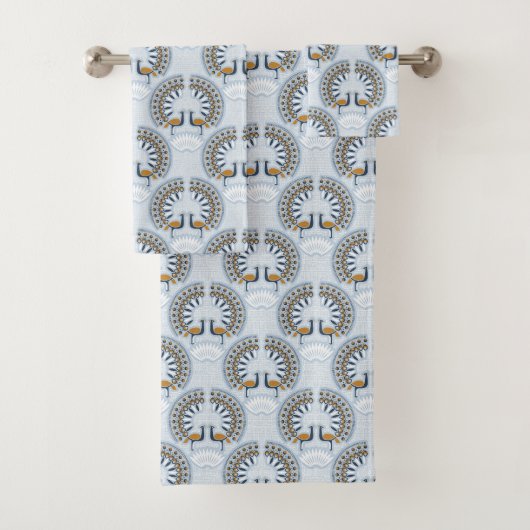 Art Deco Retro Pfau Badhandtuch Set (Insitu)