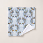 Art Deco Retro Pfau Badhandtuch Set (Waschlappen)