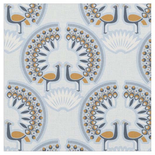 Art Deco Retro Pfau Stoff (Nahaufnahme)
