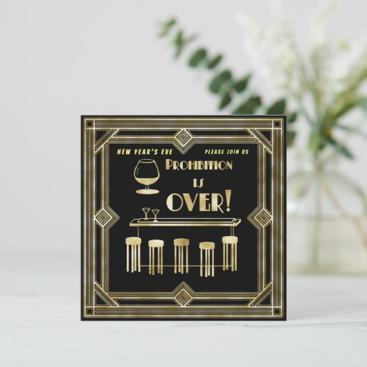 Art Deco Retro Silvester Bar Card (Stehend Vorderseite)