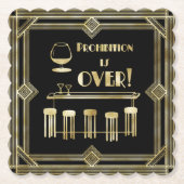 Art Deco Retro Silvester Verbot Bar Untersetzer (Vorderseite)