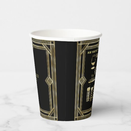 Art Deco Retro Silvesterverbot Bar Pappbecher (Rechts)