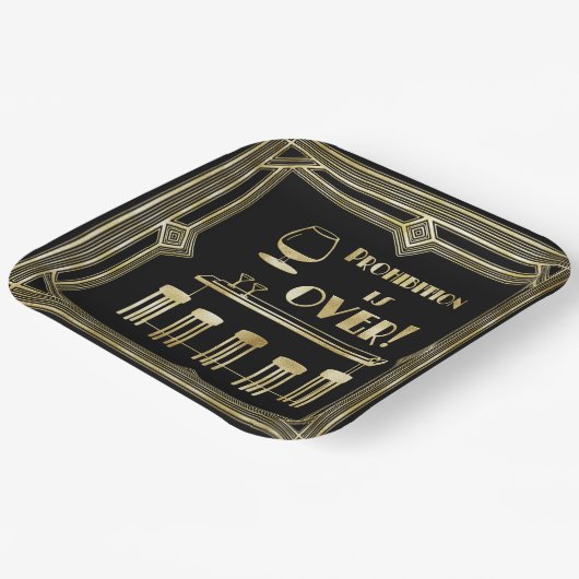 Art Deco Retro Silvesterverbot Bar Pappteller (Gewinkelt)